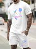 Men's Clothing Spring New Men's Short Sleeve Shorts Suit Fashion Brand Casual Suit 3D Printing Series Can Be Produced By Drawing_viptrois.com