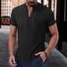 Men's Clothing Summer New Men's Jacquard Shirt Stand Collar Casual Short Sleeved Shirt_viptrois.com