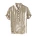 Men's Clothing Ramie Breathable And Comfortable Solid Color T Shirt Chinese Style Retro Casual Shirt_viptrois.com