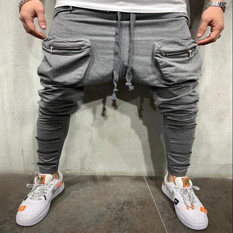 2021 Spring And Autumn Men's Hip-Hop Sports Fitness Long Trendy Fashion Slim Fit Backpack Cargo Pants Casual Versatile_viptrois.com
