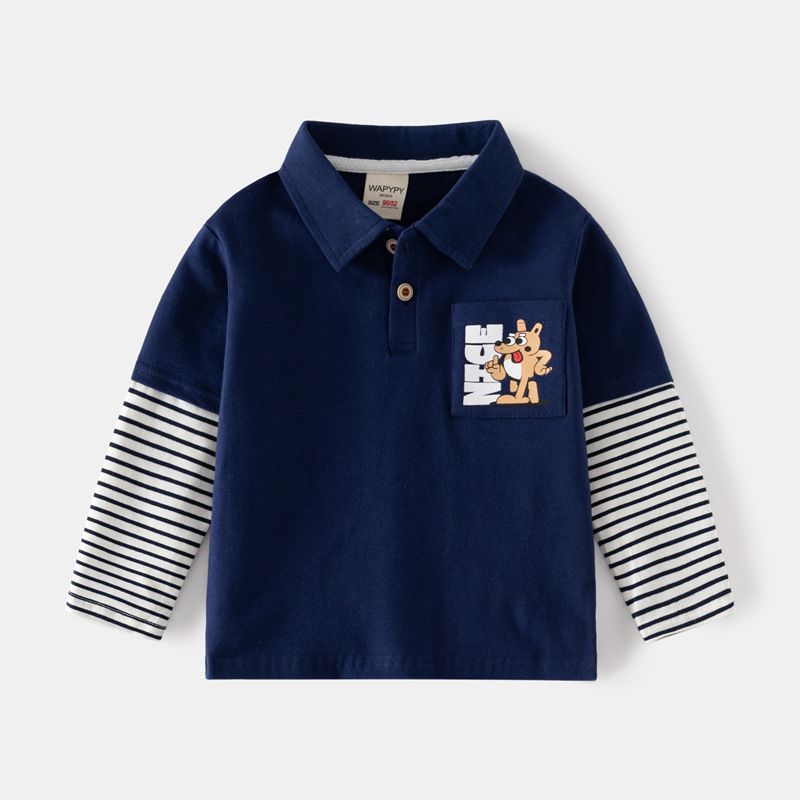 kids'clothing New boys fake two polo collar base tops_viptrois.com