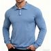 Men's Casual Long-Sleeve Polo Shirt – Breathable & Versatile Top For Work & Leisure (Stretch Comfort, Wrinkle-Resistant, Unisex Fit)_viptrois.com