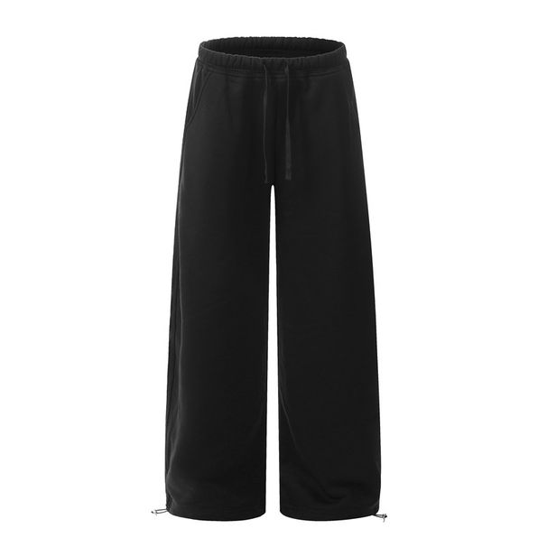 Men's Clothing Scimitar Version Retro Solid Color Versatile Plus Velvet Casual Pants Sweatpants Men And Women Loose Wide Leg Pants_viptrois.com