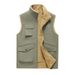 Men’S Fleece-Lined Work Vest – Multi-Pocket Utility Vest With Stand Collar, Lightweight & Warm For Outdoor, Hiking, Casual Wear_viptrois.com