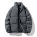Unisex Solid Color Stand Collar Puffer Jacket, Winter Thickened Warm Quilted Coat, Casual Loose Fit Stylish Outerwear For Men And Women_viptrois.com