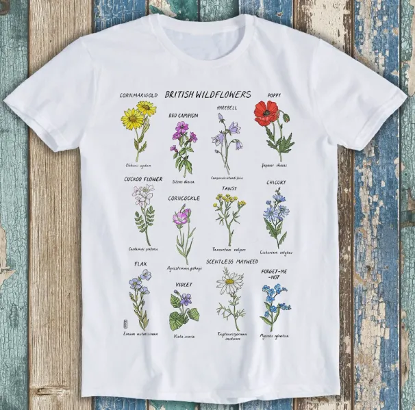 British Wild Flowers Best Botanical Garden Plant Funny Gift Tee T Shirt Mens Womens Tees Top M1481_viptrois.com
