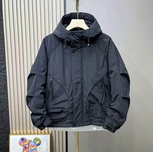 Men’s Camo Cotton Puffer Jacket – Winter-Ready Windproof Hooded Coat, Oversized Streetwear With Multi-Pockets (Black)_viptrois.com