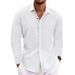 Men's Clothing Men's Long Sleeved T-Shirt Loose Sweatshirt Solid Color Cotton Linen Blend Large Size Shirt For Formal & Casual_viptrois.com
