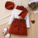 Mother & Kids Girls' Fashion Long Sleeve Dress Set With Pom Pom Scarf & Beret (4-Piece Outfit) – Soft Cotton Blend, Cute & Elegant_viptrois.com