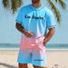 Los Angeles Style Printed Casual Set Men's Summer Outfit Beach Party Outdoor Streetwear Two-Piece_viptrois.com