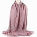 Muslim Solid Color Cotton Linen Breathable Gauze Scarf Pleated Silver Silk Headscarf Shawl Four Circle Shawl With Edge Shawl Wrapped Head Scarf_viptrois.com
