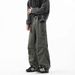 Army Green Pleated Paratrooper Pants Men's Spring American High Street Washed Overalls Retro Loose Logging Casual Pants_viptrois.com