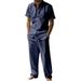 Men's Summer Linen Collared Shirt Set Short Sleeved Casual Two Piece Set American Style Menswear_viptrois.com