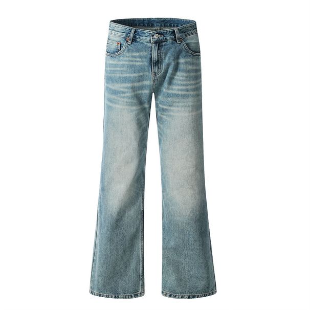 American Style Vintage Washed Flared Jeans For Men, Trendy Brand High Street Versatile Hip-Hop Tie-Dye Distressed_viptrois.com
