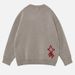 Y2K Streetwear Skeleton Jacquard Sweater - Unisex Oversized Punk Pullover, Gothic Hip-Hop Knit Top With Edgy Design_viptrois.com