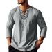 2024 Spring And Autumn New Loose Pullover Ethnic Style Casual Long Sleeve Shirt Cotton Linen Stand Collar Men_viptrois.com