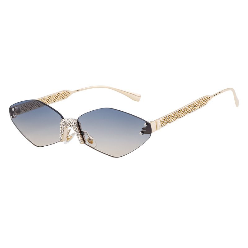 New Diamond Cut Frameless Sunglasses For Women, Diamond Studded Sunglasses, Sun Protection Diamond Frame Glasses For Women, Shades_viptrois.com