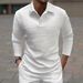 Men's Clothing Men's Retro Polo Shirt Long Sleeve – Jacquard Knit Casual Top (S-XXL, White, Polyester)_viptrois.com