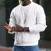 Men's Clothing Spring And Autumn Men's Solid Color T Shirt Waffle Round Neck Top Long Sleeve_viptrois.com