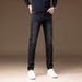 Men's clothing in stock 2024 ashion brand jeans straight men's slim trousers trendy youth mid-waist pants_viptrois.com