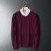 Men's Knitted Sweater V-neck Sweater With Warm Fashion Business Casual B3017_viptrois.com
