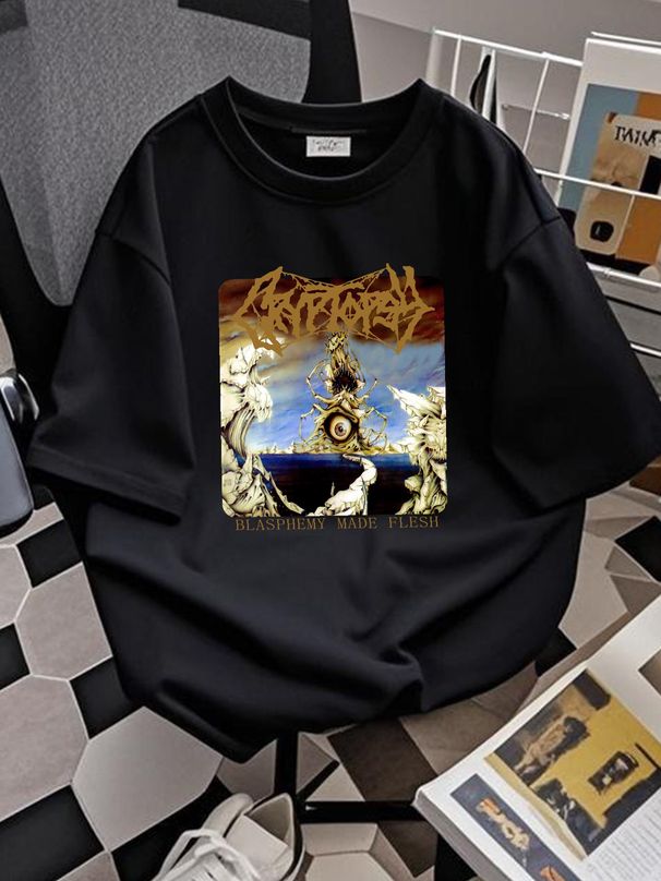 Cryptopsy Blasphemy Flesh T Shirt Death Metal Gorguts Incantation Top For Everyday Wear Comfortable Homme Soft Stretched Versatile Unisex Fashion_viptrois.com