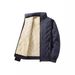 Men's Winter Fleece Lined Jacket Set With Stand Collar, 3-Piece Thickened Thermal Coat Outfit For Casual Wear (Black/Gray)_viptrois.com