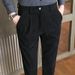 Men's Corduroy Pants Slim Fit Casual Trousers – Korean-Inspired Straight Leg Style (28-36, Brown/Black/Khaki/Gray/Blue, Lightweight )_viptrois.com