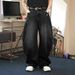 Cross Border American High Street Retro Street Fashion Black Loose Wide Leg Straight Casual Jeans_viptrois.com