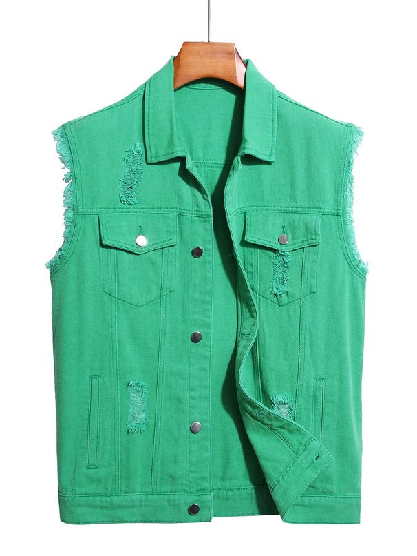 Men's Clothing New Style Trendy Fashion Denim Vest Simple And Versatile Casual Denim Jacket_viptrois.com