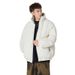 Men's Clothing Men's Streetwear Puffer Jacket - Winter Stand Collar Coat With Polyester Fill, Loose Fit, Casual Zip-Up Style In Cream/Black/Coffee_viptrois.com