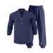 Autumn American Loose Linen Casual Trend Hawaiian Home Commuting Henry Shirt Long Sleeved Trousers Suit_viptrois.com
