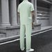 Men's Solid Color Breathable Long Sleeved Shirt And Drawstring Pants Two Piece Set European American Style Cross Border Fashion 2026_viptrois.com