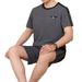 Men's Clothing Middle aged and elderly men's casual suits summer men's short sleeved shorts dad's loose clothes grandfather thin two piece suit_viptrois.com
