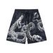 Men's Clothing Couple Short Sleeved Shirt Full Print Auspicious Cloud Snake Bone Loose Beach Cardigan Two Piece Set_viptrois.com