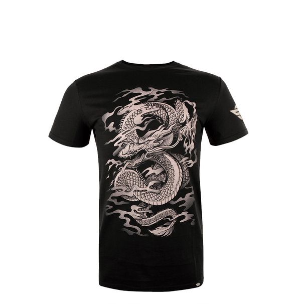 Men's Clothing Boxing short-sleeved fitness tops casual sports Sanda suit Muay Thai running dragon pattern short-sleeved training suit custom_viptrois.com