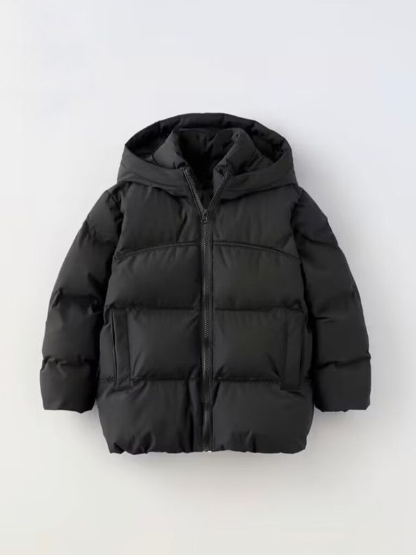 Kids Winter Puffer Jacket With Hood, Thickened Polyester Long Coat For Boys & Girls (Wine Red/Forest Green/Blue/Black), Warm Windproof Outerwear_viptrois.com