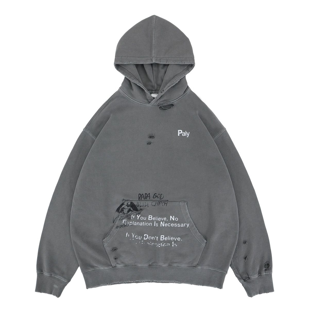 Vintage Washed Hoodie – Distressed Cotton Pullover With Oversized Fit & Graphic Print (M-XL, Dark Grey)_viptrois.com