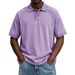 Men's Vintage Washed Cotton Short Sleeve Polo Shirt – Casual Button-Up Shirt In Retro Colors_viptrois.com
