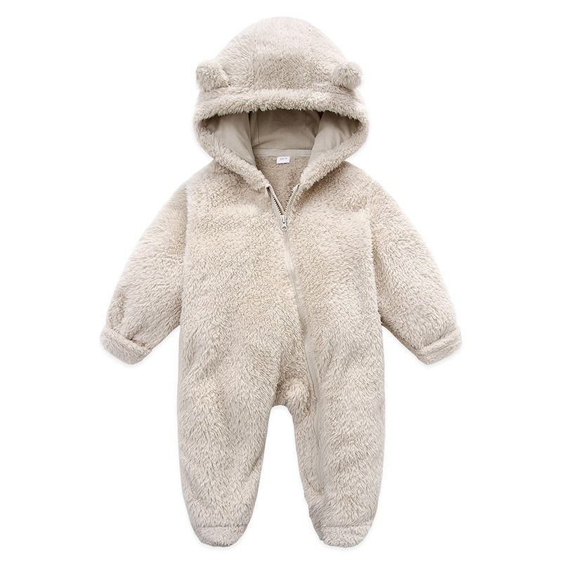 Autumn And Winter Fashion Candy Color Hooded Children's Jumpsuit New Baby Warm Children's Clothing Home Clothes_viptrois.com
