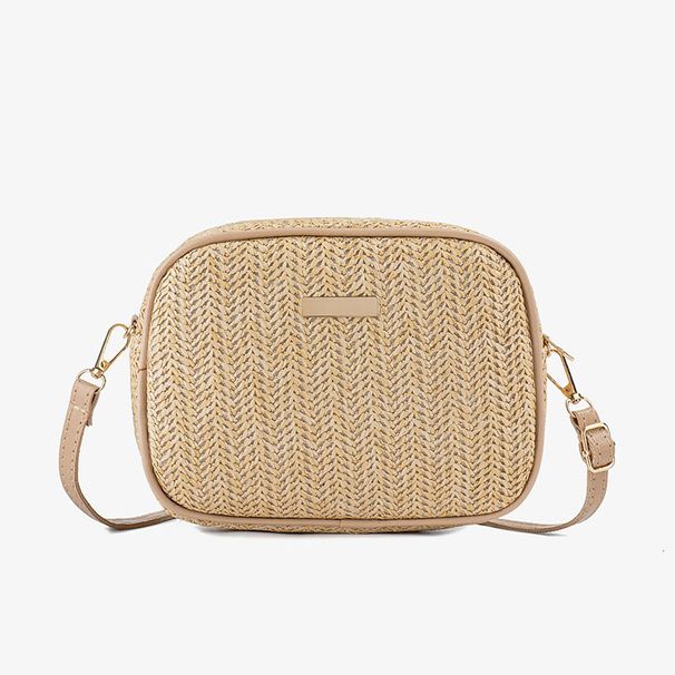 Fashion Casual Woven Camera Bag 2024 New Style Sequin Decoration Simple Straw Bag Ladies Crossbody Shoulder Bag_viptrois.com