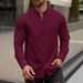 Men's Waffle Knit Button-Up Stand Collar Long Sleeve Shirt - Lightweight Breathable Casual Pullover For Fall (S-XXXL, Solid Colors)_viptrois.com