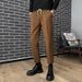 Men's Thick Wool Casual Trousers Straight Leg Brushed Autumn Winter Cropped Drawstring Wrinkle Free Drape Feel_viptrois.com