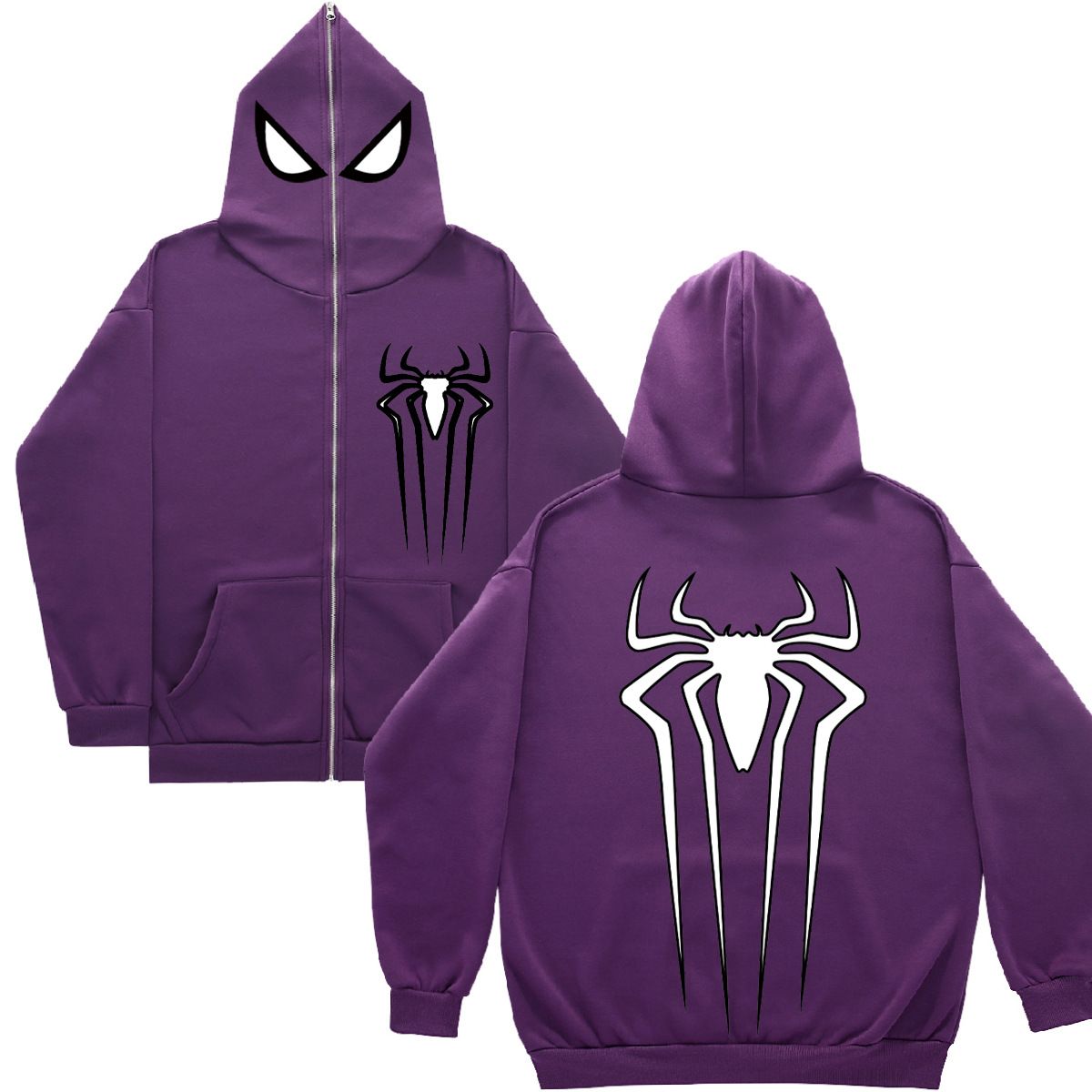 American Style Casual Hooded Long Zipper Men's Autumn And Winter New Youth Loose Casual Spider-Man Printed Sweatshirt_viptrois.com