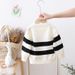 "Boys' Striped Knit Sweater – Soft Cotton-Blend Pullover For Autumn & Winter – Classic Crew Neck – Royal Blue/Greyish/Opalescent (90-130cm)"_viptrois.com