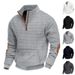 American Style Autumn Winter Men's Casual Sweatshirt Jacquard Small Square Embroidery Patchwork Stand Collar Loose Top_viptrois.com