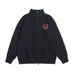 Unisex Vintage Letter Embroidery Sweater – Oversized Knit Cardigan With Dual Zippers & Badge Detail (S-XXL, Black/Grey, Stretch Polyester)_viptrois.com