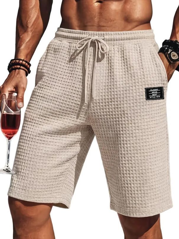 Men's Waffle Knit Shorts - Lightweight Summer Casual Drawstring Beach Shorts With Stretch, Quick-Dry & Comfort Fit For Swimming, Vacation, Lounge_viptrois.com