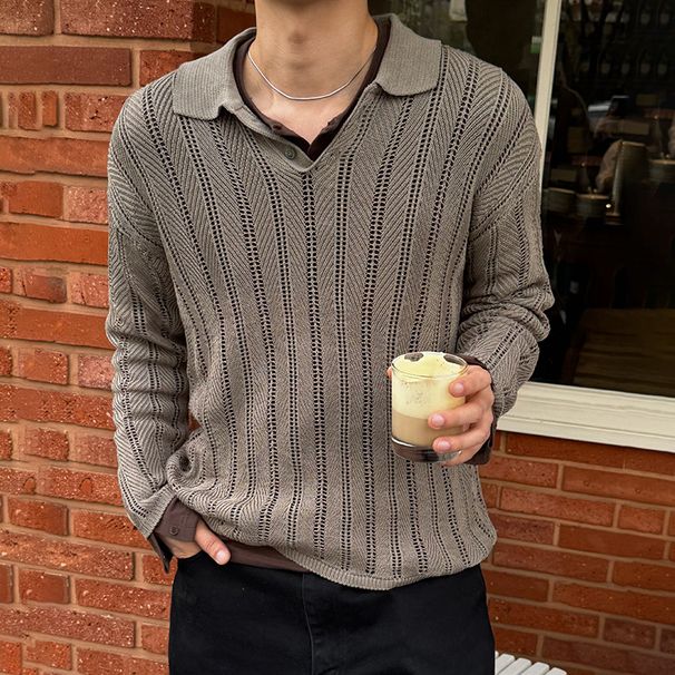 Men's Clothing V Neck Men's Knitted Sweater Tops Breathable Youthful Casual Men's Tops_viptrois.com