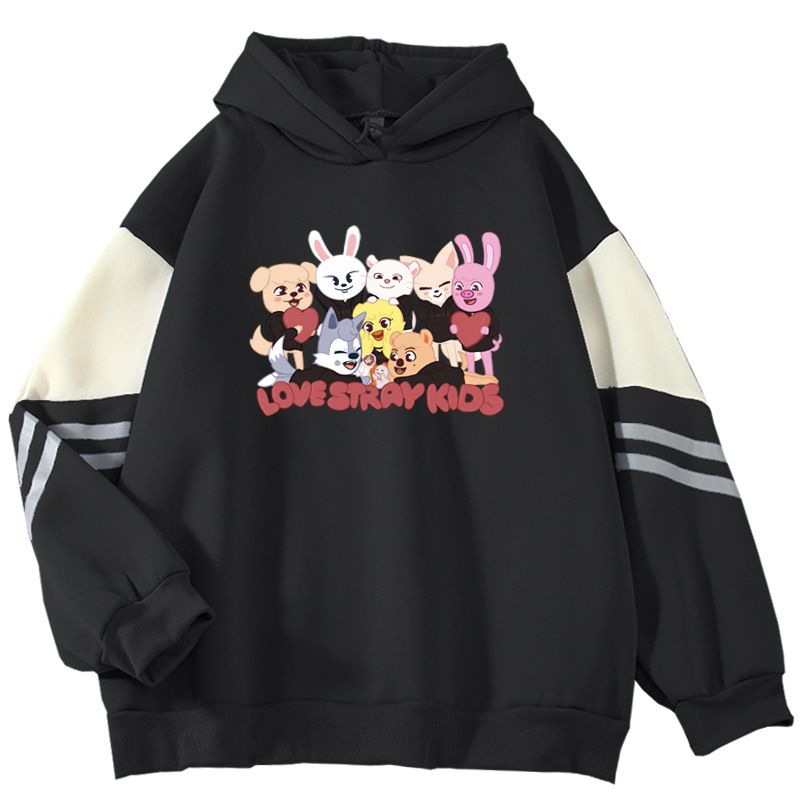 2024 Spring And Autumn New Color Block High-End LOVE STRAY KIDS Cool Internet Celebrity Long Sleeve Sweatshirt_viptrois.com